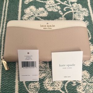 Kate Spade Leila Colorblock Large Continental Wallet - Warm Beige Multi color.